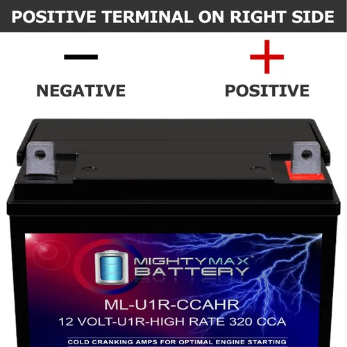 Vista 5 de Mighty Max Battery ML-U1R-CCAHR 12V 320CCA - Batería de repuesto compatible con cortacésped Husqvarna 22550 XP Garden U1R