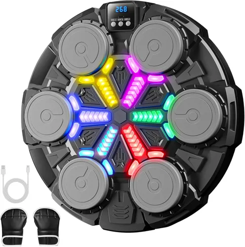 Upgraded Music Punching Machine for Kids and Adults, Wall Boxing Punching Pad with Bluetooth & Rhythm Lights, 3 Speed Modes, Home Fitness Boxing