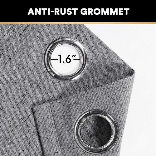 Vista 366 de PrinceDeco Cortinas con textura de lino 100% opacas de 64 pulgadas de largo, juego de 2 paneles de cortinas de lino opacas con forro aislante Arena