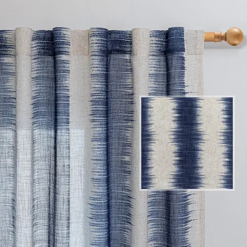 Vista 13 de MYSKY HOME Cortinas de cocina florales de lino de 36 pulgadas de largo, juego de 2 paneles sobre el fregadero, cortinas de media ventana