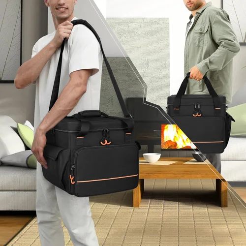 Vista 4 de LUXJA Bolsa acolchada para 2 luces de efecto o luces de cabeza móvil, bolsa de luz de efecto con divisor interior y bolsillos para accesorios