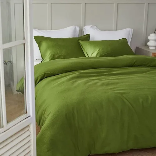 Vista 3 de INDACORIFY 3 Pcs Set Washed Cotton Duvet Cover Boho Bedding 100% Cotton Exclusive Duvet Cover Uo Bedding Donna Cover Moss Green Comforter Cover