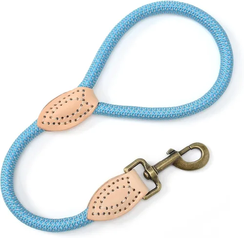 Vista 8 de Mile High Life Correa corta para perro, correa corta para perros grandes, correa reflectante con punta de cuero, correa resistente para perros