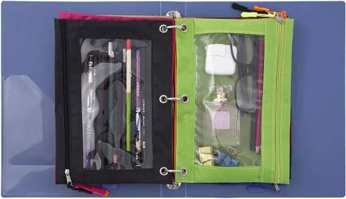 Vista 6 de DoDoMagxanadu Estuche para lápices con tiradores de cremallera, estuche para lápices para carpetas de 3 anillos con ventana transparente