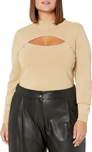Vista 4 de The Drop Suéter con cuello alto falso de canalé Isaac para mujer