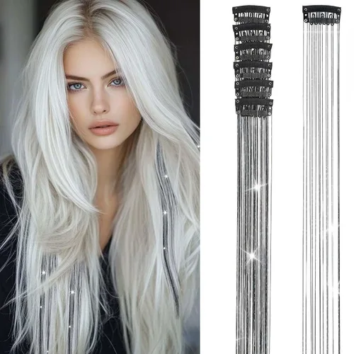 Vista 34 de Extensiones de cabello humano real con broches, 4.23 oz, 7 unidades, extensiones de cabello humano real con clip, de 14 pulgadas, rubio ceniza a