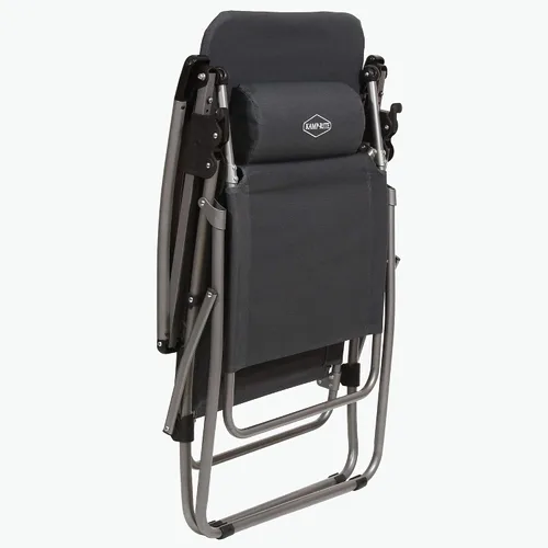 Vista 4 de Kamp-Rite Silla de césped plegable reclinable de gravedad cero, gris, 300 Negro