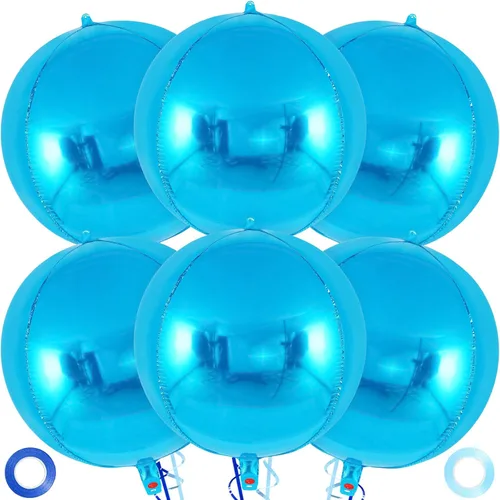 Vista 14 de Globos negros metálicos, globos redondos de esfera grande de 22 pulgadas, 6 globos negros de aluminio Mylar para cumpleaños, aniversario
