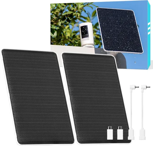 Vista 9 de Vicohome Paneles solares de 5V para cámaras de seguridad para comederos de pájaros con tasa de conversión de energía del 23%, cable de 9.8 pies