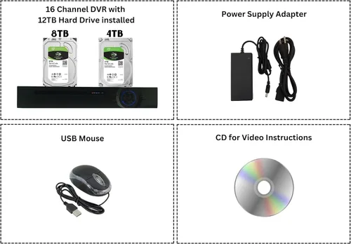 Vista 5 de Evertech H.265 HD 16 canales de vigilancia grabadora de video digital para AHD TVI CVI cámara analógica DVR con memoria de disco duro de 12 TB