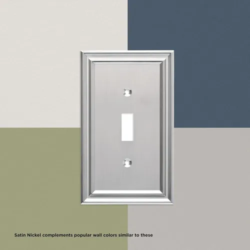 Vista 4 de Interruptor individual de pared Franklin Brass, marco con diseño clásico con cuentas, Plateado, W35058-SN-C