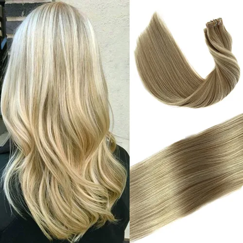 Vista 11 de Extensiones de cabello humano real con cinta, 20 piezas de cabello Remy invisible de doble cara, extensiones de cabello Remy con cinta adhesiva