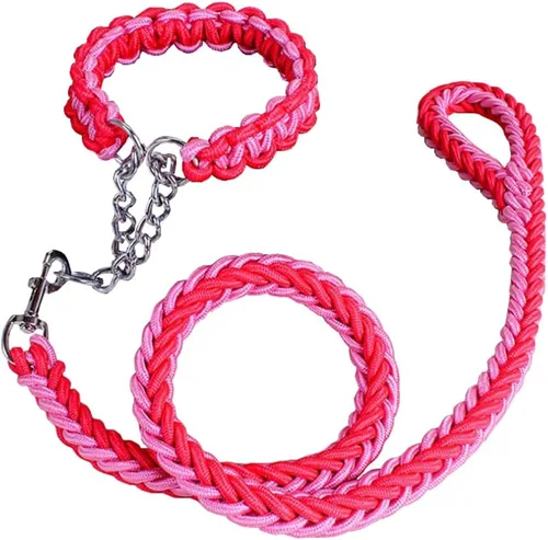 Vista 12 de Cuerda trenzada de nailon resistente, correa fuerte para perro de 4 pies y collar de entrenamiento para perros pequeños a grandes