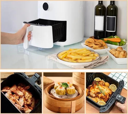 Vista 5 de uxcell 200 piezas de papel pergamino para freidora de aire, cuadrado de 6.5 pulgadas, forros de vapor antiadherentes para horno, microondas, canasta