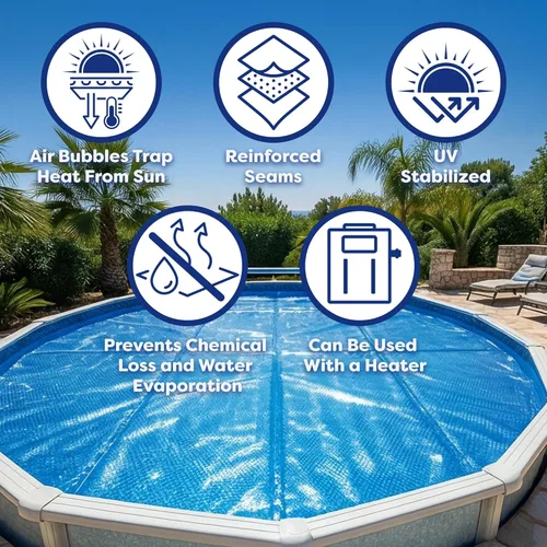 Vista 3 de In The Swim Cubierta solar rectangular ultra plateada de 15' x 30' para piscina solar de 16 mil para calefacción solar sobre el suelo piscinas