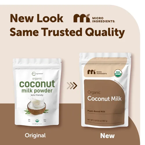 Vista 3 de Micro Ingredients Polvo de Leche de Coco Orgánico, 2 Libras Crema para Café, Té y Batidos a Base de Plantas Puro y Rico en MCT Sin