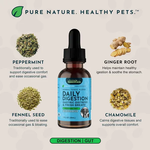 Vista 4 de Animal Essentials Digestión diaria para perros y gatos, aliento fresco - 1 fl oz