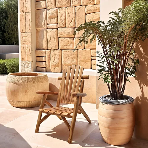 Vista 2 de Anraja Silla Adirondack de madera para exteriores, muebles de troncos de madera, porche, patio, exterior, asiento rústico, interior, césped, salón