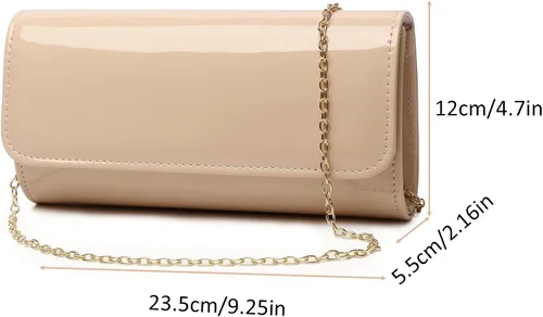 Vista 4 de Patent Leather Envelope Clutch Womens Evening Handbag Stylish Shoulder Bag Purse for Christmas Wedding Party Prom