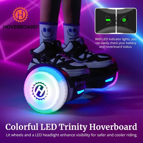 Vista 12 de Hoverboard con altavoz de música, ruedas LED de 6.5 pulgadas, luces de auto equilibrio, alcance máximo de 5/6 millas y 6.2 mph alimentado por motor
