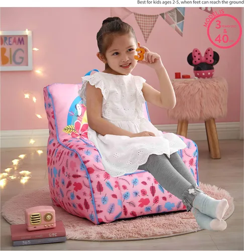 Vista 2 de Idea Nuova Disney Minnie Mouse - Puf de nailon para niños pequeños con ribete y asa superior de transporte, tamaño grande