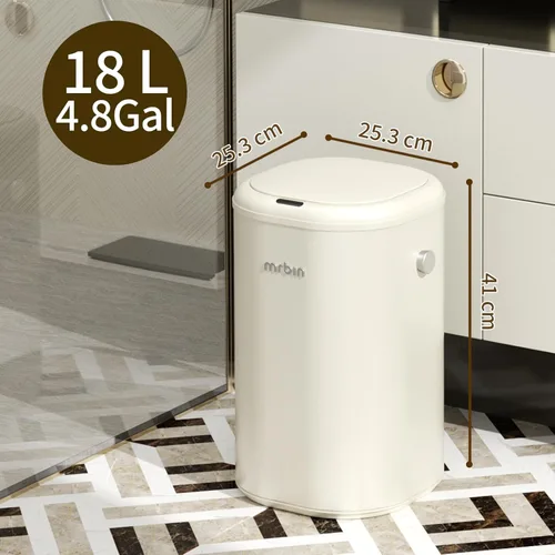 Vista 7 de MRBIN Cubo de basura de metal con sensor de movimiento para cocina de adsorción extraíble, 18 litros/4.8 galones, bolsa de absorción automática
