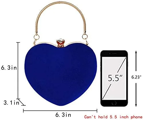 Vista 2 de Goclothod Bolso de noche en forma de corazón Bolso de mano de fiesta Bolso de hombro con cadena