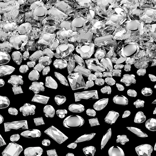 Chuangdi 500 piezas de cristales de diamante de imitación para coser con 2 agujeros, formas y tamaños mixtos, para joyería DIY, manualidades, ropa,