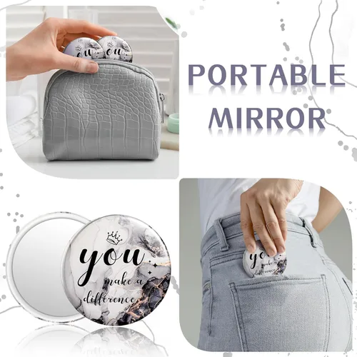 Vista 3 de Tradder 48 piezas de 2.76 pulgadas, mini espejo compacto inspirador a granel para maquillaje, monedero de bolsillo para mujeres, día de la madre