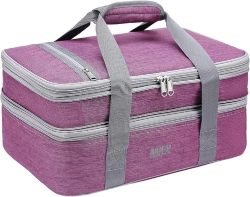 Vista 12 de MIER - Bolsa aislada doble para cacerolas con capacidad para lasaña, perfecta para fiestas de comida, picnic, playa, se adapta a platos para hornear