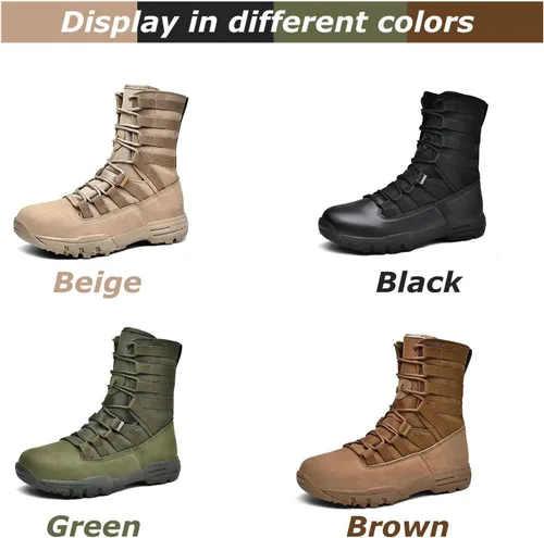 Vista 3 de Kervaky Botas tácticas para hombre, botas militares, botas de combate, botas ligeras, botas de trabajo, botas de senderismo, botas antideslizantes