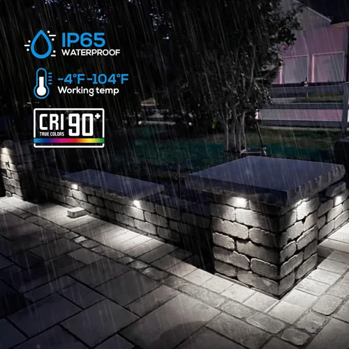 Vista 7 de LEONLITE Paquete de 8 luces LED de 4 pulgadas, luces de pared de contención actualizadas, iluminación LED de paisaje, 12 luces de pavimentación