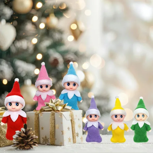 Vista 3 de LovelfStory - Accesorios de elfo para bebé, pequeña muñeca elfa de Navidad niña y niño para regalo de Navidad (Verde)