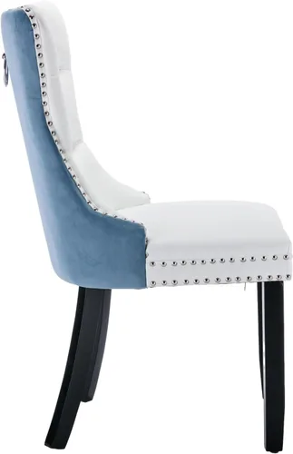 Vista 65 de Juego de 2 sillas de comedor modernas para sala de estar, cocina, patas de madera maciza, cojín acolchado de tela de lino, asiento y respaldo