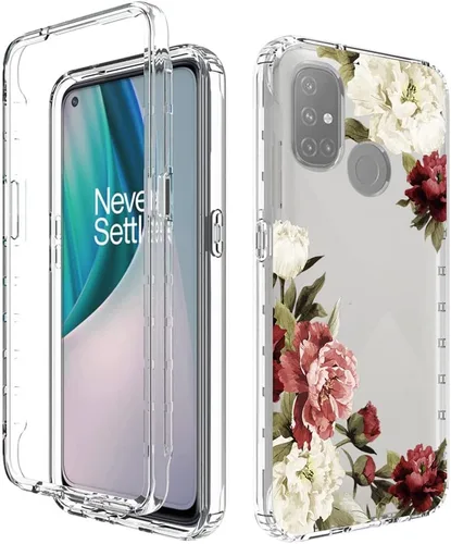Vista 6 de Funda para OnePlus Nord N10 5G/OnePlus N10 5G BE2029 con protector de pantalla de vidrio templado, funda protectora de cuerpo completo con bonito