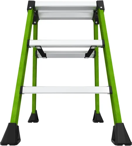 Vista 4 de Little Giant Ladders, Sure Step, taburete de doble cara, 3 escalones, fibra de vidrio, (11953), tipo 1AA, clasificación de peso de 375 libras, verde