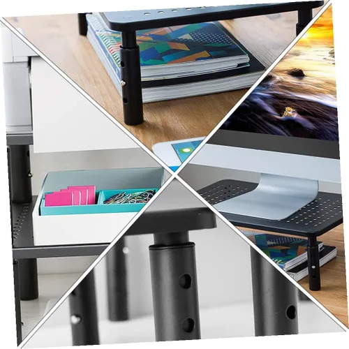Vista 6 de NOLITOY Sturdy PC Monitor Stand Riser with Non-slip Legs for Desk Storage Shelf Easy Assembly Black Display Lift for Comfortable Viewing and Office
