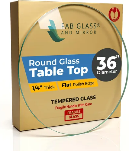 Vista 71 de Fab Glass - Mesa redonda de cristal de 48 in, grosor de 3/4 in, cristal pulido plano templado, Vidrio, Transparente
