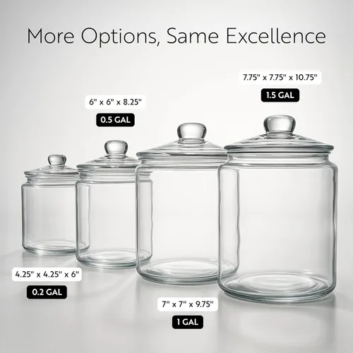 Vista 5 de Restaurantware Vetri - Tarro de almacenamiento de vidrio de 0.2 galones, 1 tarro de galletas de vidrio lavable en platos, sello hermético