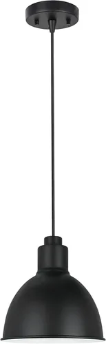 Vista 5 de Aspen Creative 61137-11A - Lámpara colgante ajustable para interiores, metal mate negro y blanco con acabado interior, 6-5/8 pulgadas de ancho x