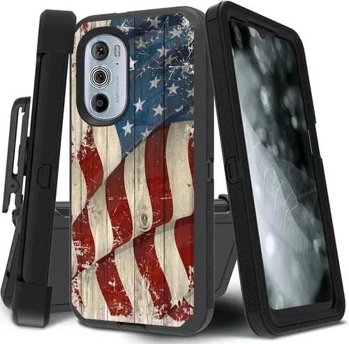 Vista 61 de Funda para Motorola Edge 2021 / Moto Edge 5G UW, protección resistente de 3 capas híbridas a prueba de golpes con funda de clip para cinturón