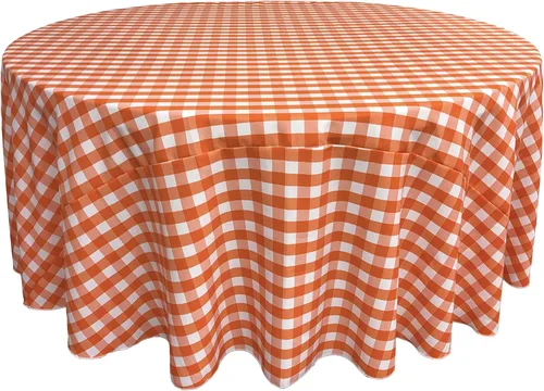 Vista 38 de Mantel LA Linen, redondo, a cuadros, polivinílico, 51 pulgadas.