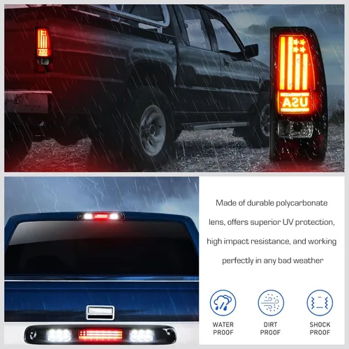 Vista 6 de Luz trasera LED + 3ª luz de freno para Chevy Silverado 1500 2500 HD 1999-2002, apta para GMC Sierra 1500 2500 HD 1999-2003 Fleetside Bedtype