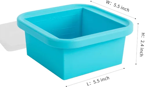 Vista 6 de Bandeja de silicona para congelar con tapa, 2 tazas, paquete de 2 recipientes para congelador, para congelar perfectamente, almacenar sopas
