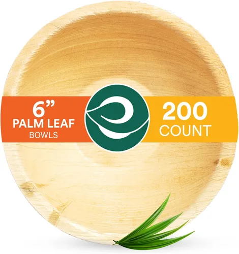 Vista 13 de ECO SOUL Cuencos desechables de hoja de palma como bambú, 6 onzas, redondo, paquete de 20 unidades, vajilla biodegradable y compostable para servir