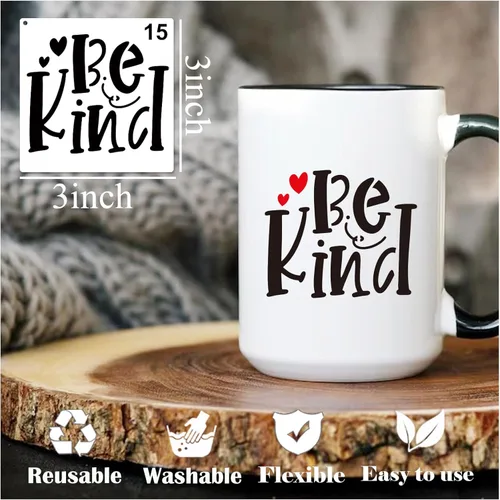 Vista 4 de Plantillas pequeñas de 3 pulgadas para pintar sobre madera, paredes, tarjetas, roca, portavasos, plantillas reutilizables para decoración de madera