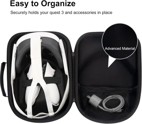 Vista 5 de CBDYWVR Funda de transporte para auriculares Oculus Quest 3 VR, funda de transporte rígida compatible con controladores táctiles Quest 3, otros