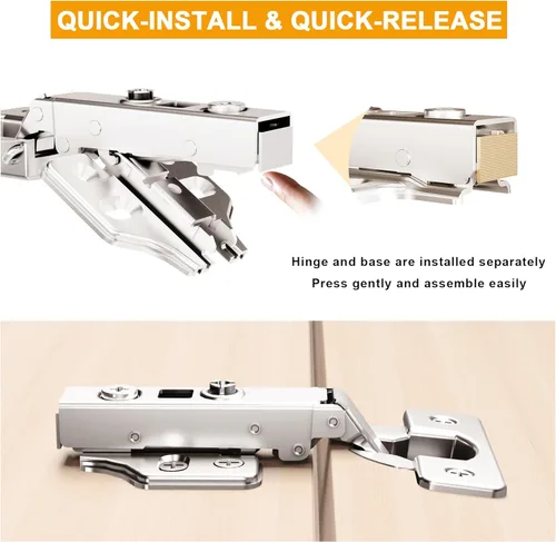 Vista 7 de Paquete de 2, 1 Par de Bisagras de Gabinete de Cocina sin Marco, Cierre Suave, Superposición Completa, Europea, Copa de 35mm, Bisagra de Puerta