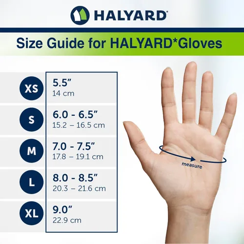 Vista 3 de HALYARD Guantes azules de nitrilo para examen, sin polvo, no estériles, 5.9 mil, 9.5 pulgadas, azul, talla S, 53101 (caja de 100)