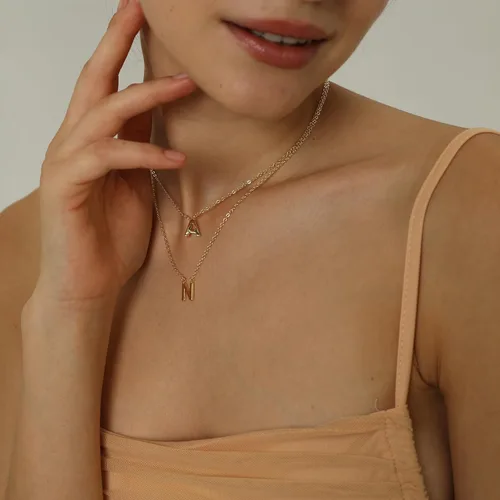 Vista 4 de Initial Necklaces for Women, 14k Gold Plated Dainty Gold Letter Necklace Personalized Tiny Initial Pendant Necklace Monogram Cute Letter Name Choker